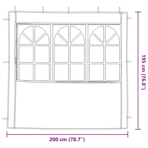  Parti sátor oldalfal 2 pcs 200 x 195 cm Piros PE és acél