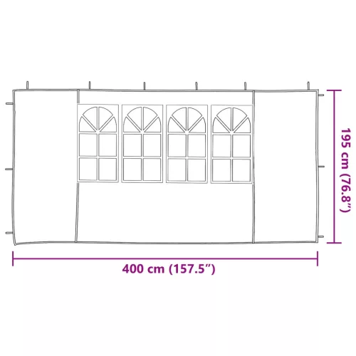  Parti sátor oldalfal 2 pcs 400 x 195 cm Zöld PE és acél