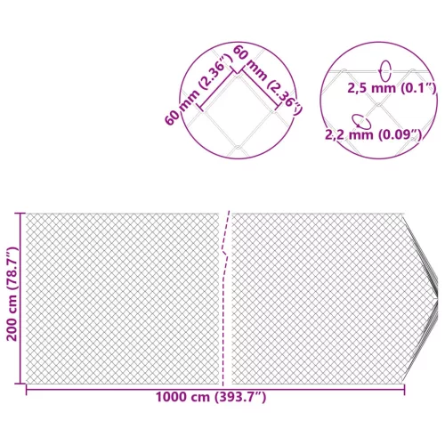  Láncszem Kerítés Zöld 2 x 10 m Acél