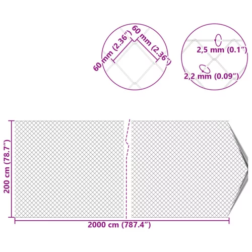  Láncszem Kerítés Zöld 2 x 20 m Acél