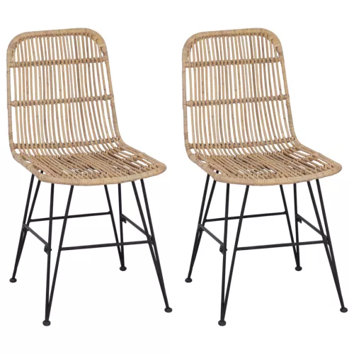  Étkezőszék 2 pcs Természetes 41 x 55 x 85 cm Rattan és acél