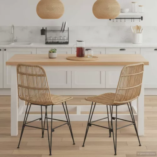  Étkezőszék 2 pcs Természetes 41 x 55 x 85 cm Rattan és acél