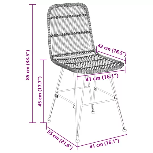  Étkezőszék 2 pcs Természetes 41 x 55 x 85 cm Rattan és acél