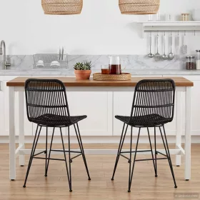  Étkezőszék 2 pcs Fekete 41 x 55 x 85 cm Rattan és acél