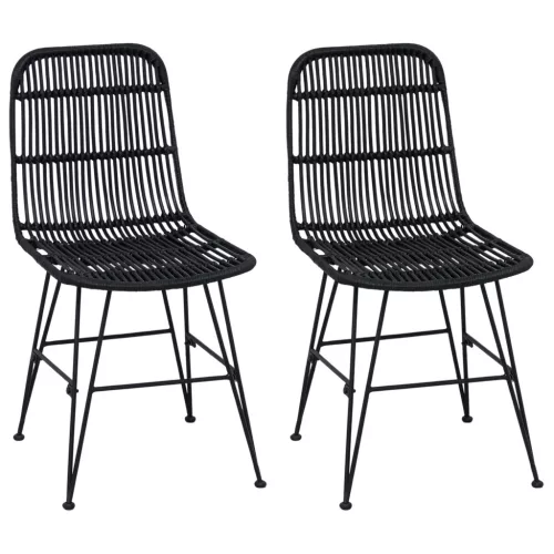  Étkezőszék 2 pcs Fekete 41 x 55 x 85 cm Rattan és acél