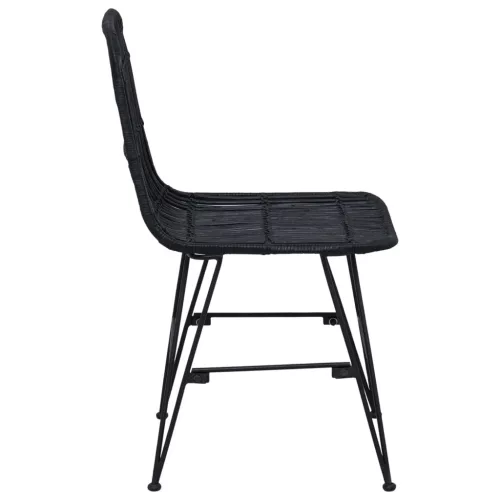  Étkezőszék 2 pcs Fekete 41 x 55 x 85 cm Rattan és acél