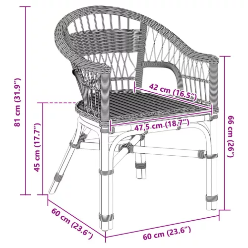  Összecsukható Szék Természetes 60 x 60 x 81 cm Rattan