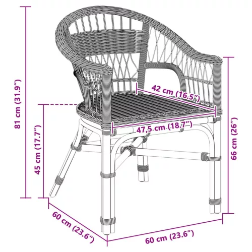  Összecsukható Szék Fekete 60 x 60 x 81 cm Rattan