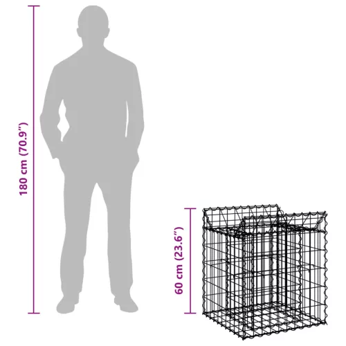  Gabion emelt ágy Ezüst 50 x 50 x 60 cm Horganyzott acél