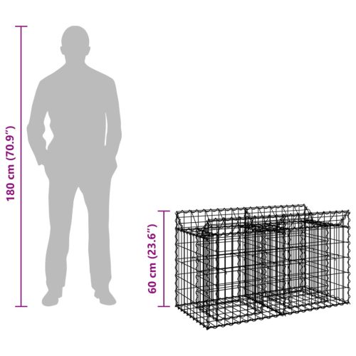  Gabion emelt ágy Ezüst 100 x 50 x 60 cm Horganyzott acél