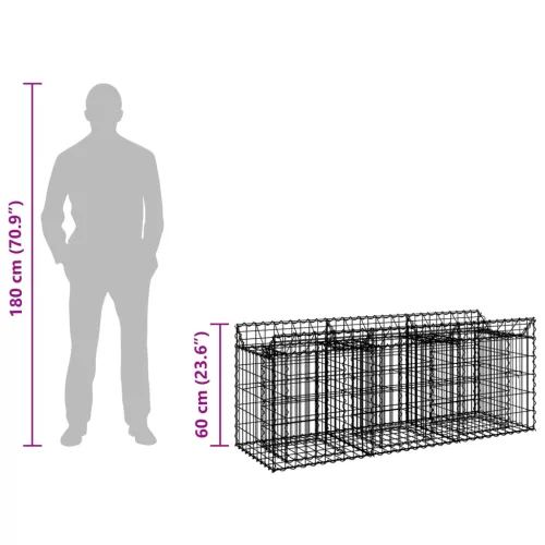  Gabion emelt ágy Ezüst 150 x 50 x 60 cm Horganyzott acél