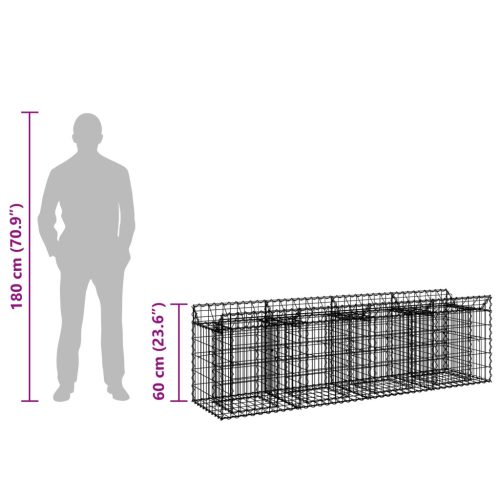 Gabion emelt ágy Ezüst 200 x 50 x 60 cm Horganyzott acél