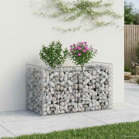  Gabion emelt ágy Ezüst 50 x 100 x 60 cm Horganyzott acél