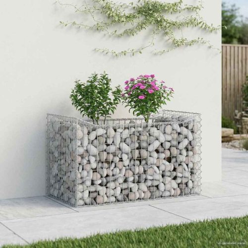  Gabion emelt ágy Ezüst 50 x 100 x 60 cm Horganyzott acél