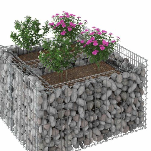  Gabion emelt ágy Ezüst 100 x 100 x 60 cm Horganyzott acél