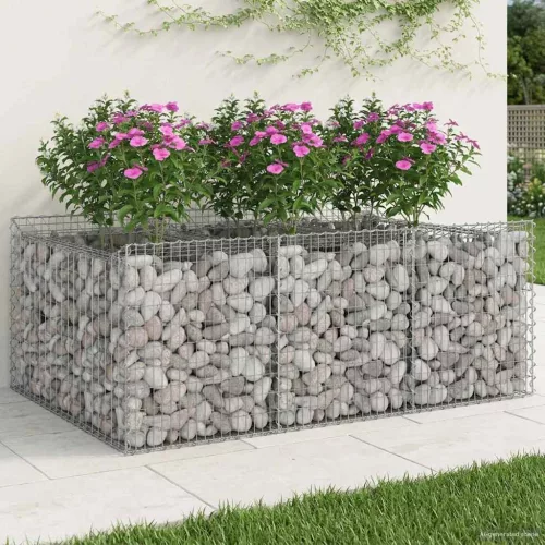  Gabion emelt ágy Ezüst 150 x 100 x 60 cm Horganyzott acél