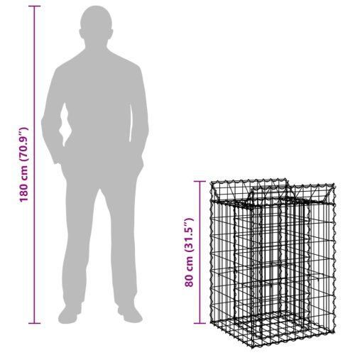  Gabion emelt ágy Ezüst 50 x 50 x 80 cm Horganyzott acél