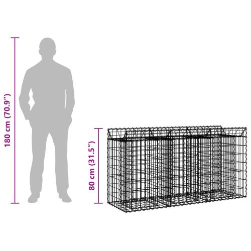  Gabion emelt ágy Ezüst 150 x 50 x 80 cm Horganyzott acél