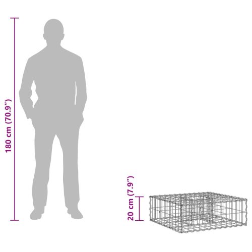  Gabion emelt ágy Ezüst 60 x 60 x 20 cm Horganyzott acél