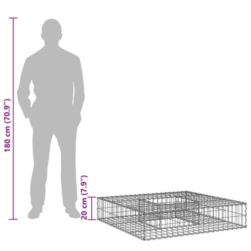  Gabion emelt ágy Ezüst 100 x 100 x 20 cm Horganyzott acél