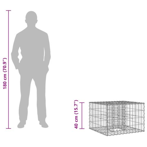  Gabion emelt ágy Ezüst 60 x 60 x 40 cm Horganyzott acél