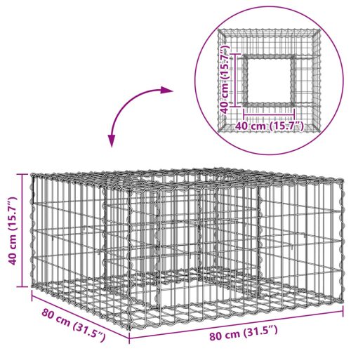  Gabion emelt ágy Ezüst 80 x 80 x 40 cm Horganyzott acél