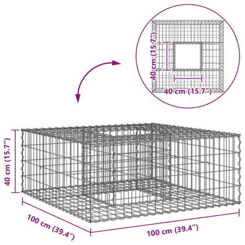  Gabion emelt ágy Ezüst 100 x 100 x 40 cm Horganyzott acél