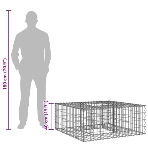 Gabion emelt ágy Ezüst 100 x 100 x 40 cm Horganyzott acél