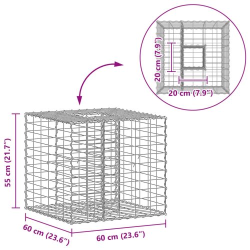  Gabion emelt ágy Ezüst 60 x 60 x 55 cm Horganyzott acél