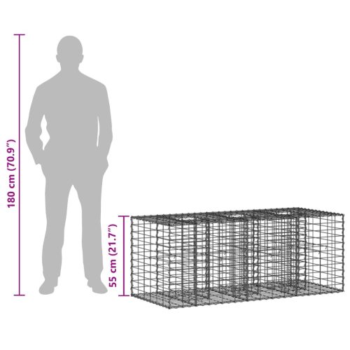  Gabion emelt ágy Ezüst 140 x 60 x 55 cm Horganyzott acél