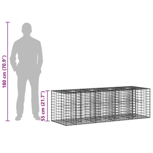  Gabion emelt ágy Ezüst 180 x 60 x 55 cm Horganyzott acél