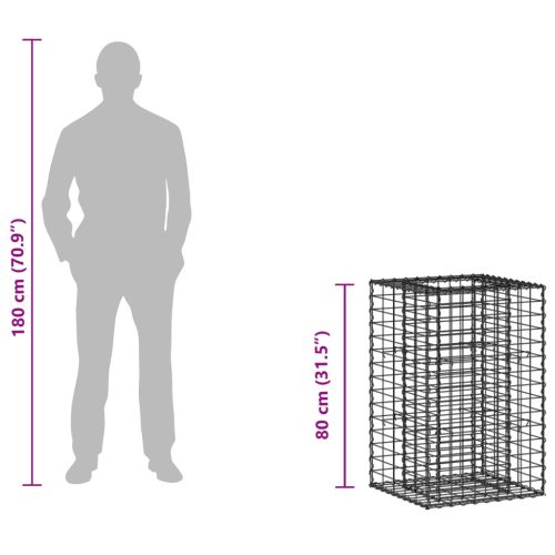  Gabion emelt ágy Ezüst 50 x 50 x 80 cm Horganyzott acél