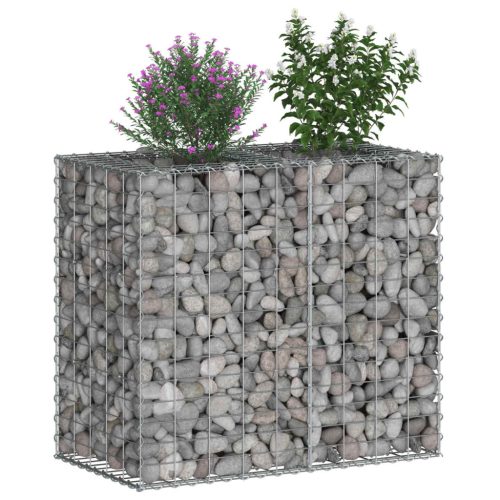  Gabion emelt ágy Ezüst 90 x 50 x 80 cm Horganyzott acél