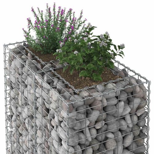  Gabion emelt ágy Ezüst 90 x 50 x 80 cm Horganyzott acél