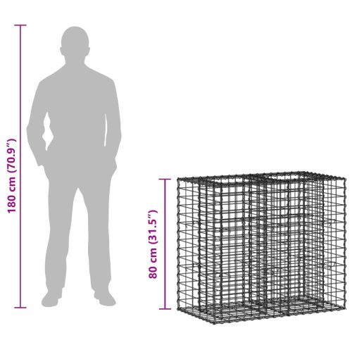  Gabion emelt ágy Ezüst 90 x 50 x 80 cm Horganyzott acél