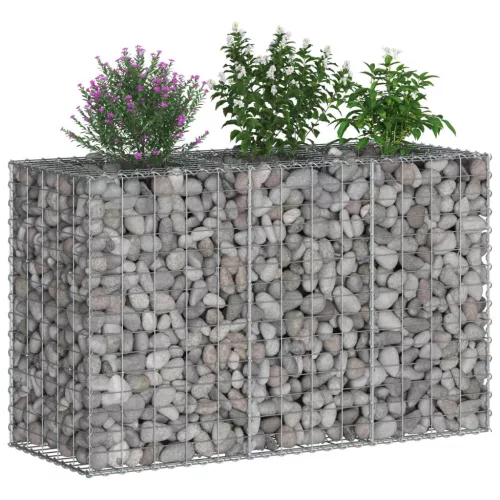  Gabion emelt ágy Ezüst 130 x 50 x 80 cm Horganyzott acél