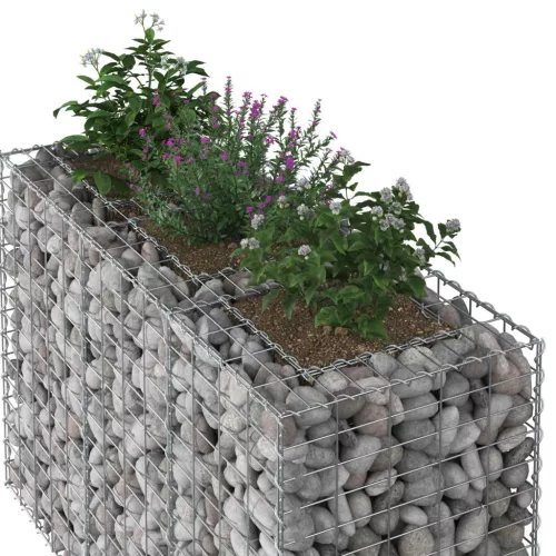  Gabion emelt ágy Ezüst 130 x 50 x 80 cm Horganyzott acél
