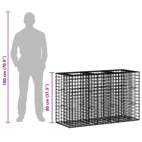  Gabion emelt ágy Ezüst 130 x 50 x 80 cm Horganyzott acél