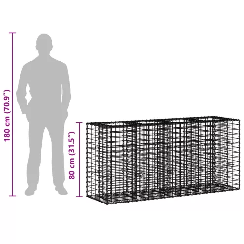  Gabion emelt ágy Ezüst 170 x 50 x 80 cm Horganyzott acél