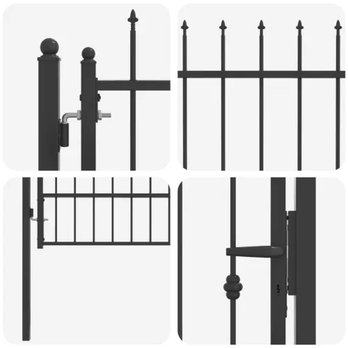  Kerítés kapu zárral Asten Fekete 150 x 88 cm Acél