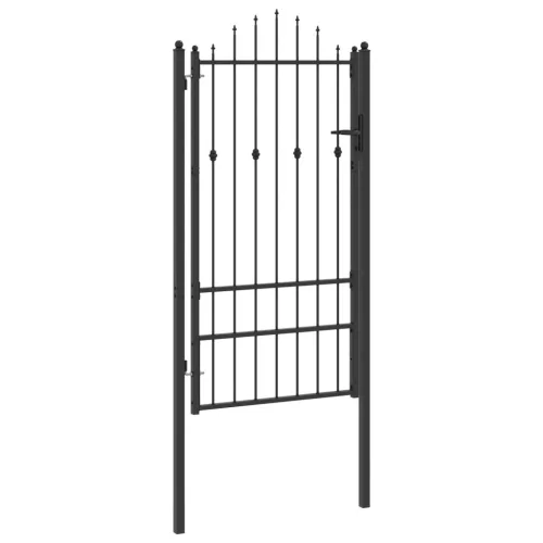  Kerítés kapu zárral Asten Fekete 175 x 88 cm Acél