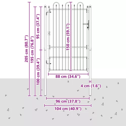  Kerítés kapu DRONTEN 100 x 150 cm Acél Fekete Zárolható