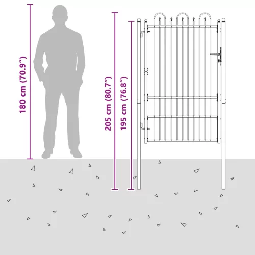  Kerítés kapu DRONTEN 100 x 150 cm Acél Fekete Zárolható