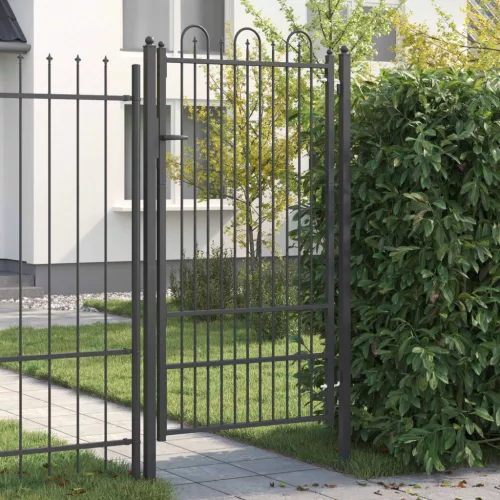  Kerítés kapu DRONTEN 100 x 175 cm Acél Fekete Zárolható