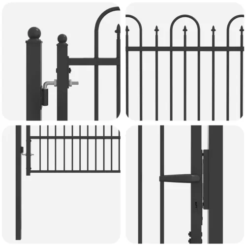 Kerítés kapu DRONTEN 100 x 175 cm Acél Fekete Zárolható
