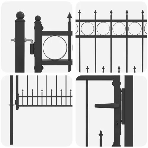  Kerítés kapu HORST 100 x 75 cm Fém Fekete Zárolható