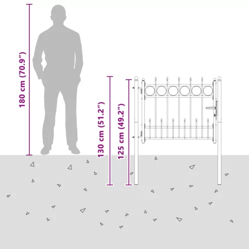  Kerítés kapu HORST 100 x 75 cm Fém Fekete Zárolható