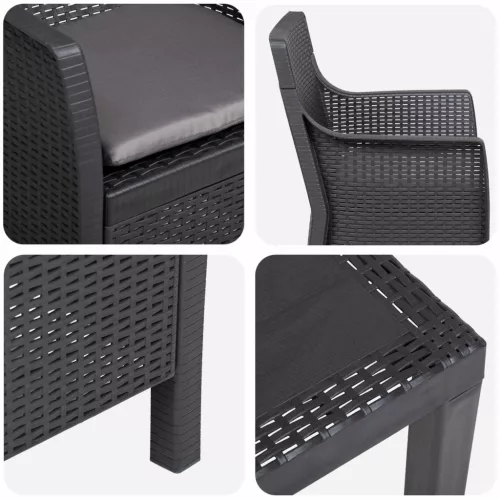  Hálószoba szett párnával 3 pcs Antracitszürke PP