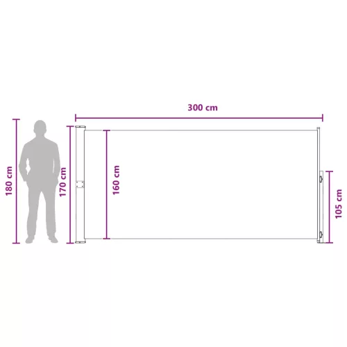  Húzható oldalsó napernyő Antracitszürke 300 x 170 cm Poliészter