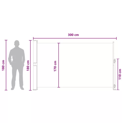  Húzható oldalsó napernyő Bézs 300 x 180 cm Poliészter